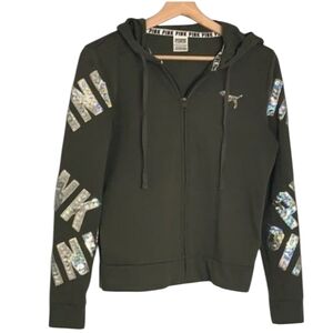 Victoria's Secret PINK  Sequin Olive Green Hoodie